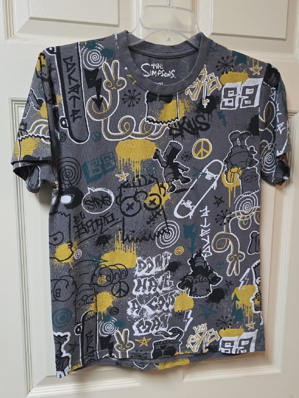 The Simpsons | Kids | Graphic Tee - Gray & Yellow Urban Print | Size M